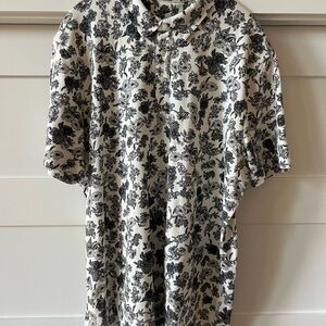 Nike Black and White Floral Polo Shirt